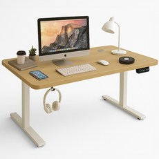 하비스페이스 전동 높이조절 모션 데스크, 우드 + 화이트 문구/오피스/사무용품 전문관 반품 최저가 203,480원
