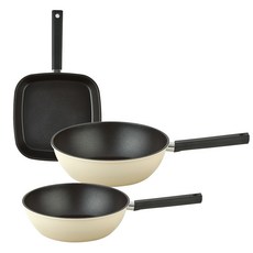 퀸센스 샌드 후라이팬 세트 3개, 베이지, 사각팬 27cm + 궁중팬 24cm + 궁중팬 28cm, 1세트 주방용품/냄비/프라이팬 반품 최저가 45,310원