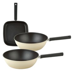 퀸센스 샌드 프라이팬 세트 3개, 베이지, 사각팬 27cm(1P) + 궁중팬 28cm(2P), 1세트 주방용품/냄비/프라이팬 반품 최저가 30,020원