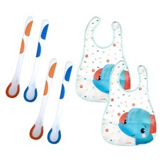 피셔프라이스 온도감지이유스푼 4p +이유식동물턱받이 블루 코끼리 2p 세트, 혼합색상, 1세트 출산/유아동/출산준비물/선물 반품 최저가 11,270원