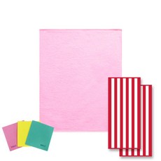 송월타월 더블시트 타올 + 레드스트라이프 바스타올 빨강 2p + 독일 행주 랜덤 발송 3p, 진분홍, 1세트 홈인테리어/바스타월 반품 최저가 53,730원