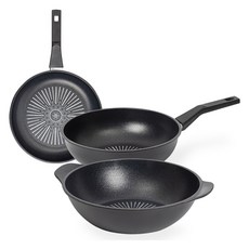 인터쿡 클래식 후라이팬 세트 3개, 블랙, 후라이팬 24cm + 궁중팬 28cm + 파티웍 28cm, 1세트 주방용품/냄비/프라이팬 반품 최저가 46,140원