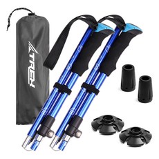 T렉스 폴딩 등산스틱 2p + 바스켓 2p + 보호캡 2p + 전용파우치, 블루, 1세트 스포츠_레저/등산/아웃도어 반품 최저가 18,580원