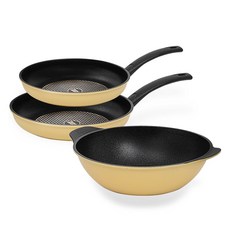 인터쿡 다이아 프라이팬 세트 3개, 옐로우, 후라이팬 28cm + 24cm + 파티웍 28cm, 1세트 주방용품/냄비/프라이팬 반품 최저가 27,270원