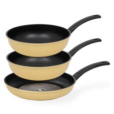 인터쿡 다이아 후라이팬 세트 3개, 옐로우, 후라이팬 28cm(1P) + 궁중팬 28cm(2P), 1세트 주방용품/냄비/프라이팬 반품 최저가 29,120원