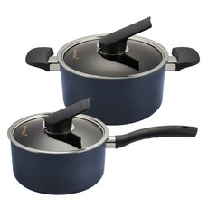 HC해피콜 인덕션 마이스터 IH 냄비 2종 세트, 네이비 + 블랙, 18cm한손냄비 + 20cm양손냄비, 1세트 주방용품/냄비/프라이팬 반품 최저가 63,120원