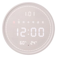 플라이토 3세대 백라이트 터닝 원형 온습도 LED 벽시계, 화이트 홈인테리어/싱글하우스 반품 최저가 169,000원