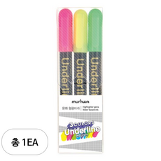 문화연필 언더라인 형광펜 3색 세트, 분홍 + 노랑 +연두, 1팩 undefined/undefined 반품 최저가 610원