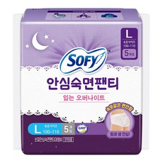 쏘피 안심숙면팬티 입는 생리대, 대형, 5개입, 1개 생활용품/생리대/성인용기저귀 반품 최저가 4,270원