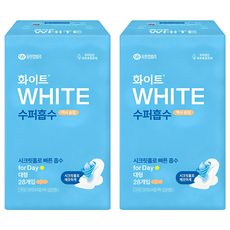 화이트 수퍼흡수 맥시 슬림 생리대 날개형, 대형, 28개입, 2개 생활용품/일반생리대 반품 최저가 9,370원