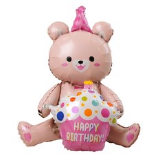 세컨드베스트 생일파티 홈파티 풍선 핑크 케이크 곰돌이, 혼합색상, 1개 문구/오피스/파티/이벤트 반품 최저가 6,100원