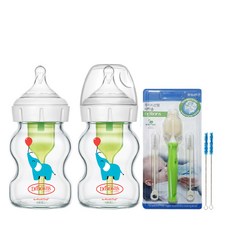 닥터브라운 엘리펀트 데코 와이드넥 유리 젖병 150ml 2p + 통기시스템 전용솔, 1단계(0~3개월), 혼합색상, 1개 출산/유아동/수유용품 반품 최저가 33,500원