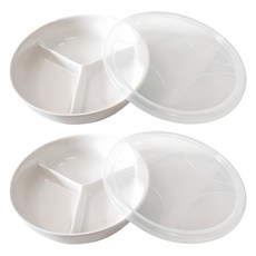 벨로비 웨이브 원형 도자기 나눔 찬기 3칸, 플레인, 2개 주방용품/접시/플레이트 반품 최저가 10,370원