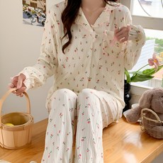 핑크존 여성용 지지미 로즈 긴팔 카라 투피스 잠옷 패션의류/잡화/속옷/잠옷 반품 최저가 9,950원