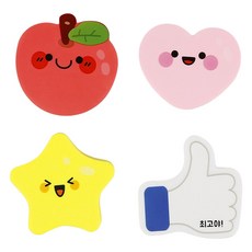 슈퍼쌤 캐릭터 모양 지우개 4종 세트, 사과, 엄지척, 하트, 별, 1세트 문구/오피스/학용품/수업준비 반품 최저가 2,230원