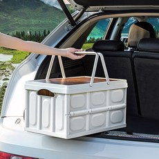 지엠지모터스 트렁크정리 캠핑박스 우드상판 손잡이 폴딩타입, 베이지, 30L, 1개 생활용품/수납/정리 반품 최저가 12,060원