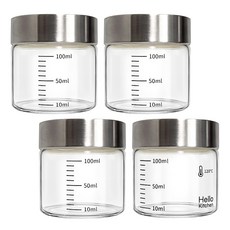 헬로키친 내열유리 눈금 유리병, 100ml, 4개 주방용품/밀폐저장/도시락 반품 최저가 13,780원