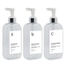 뉴앤룩 욕실 디스펜서 주방세제 리필용기 실버펌프 300ml x 3p + G샴푸 바디워시 컨디셔너 라벨 3종 세트, 투명, 1세트 홈인테리어/욕실용품 반품 최저가 6,390원