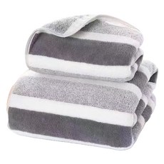 BBOO 스트라이프 샤워 비치 타월 소형 35 x 75 cm + 대형 세트 70 x 140 cm, 그레이, 1세트 홈인테리어/수건/타월 반품 최저가 8,200원