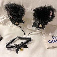 미미파티 코스프레 고양이 머리띠 초커 목걸이 세트, 블랙, 1세트 완구/취미/역할놀이 반품 최저가 3,320원