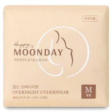 해피문데이 유기농 순면 커버 입는 오버나이트, 중형, 6개입, 1세트 생활용품/생리대/성인용기저귀 반품 최저가 4,900원