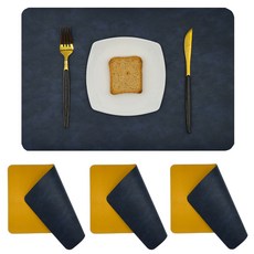 비니코틀렌 북유럽 스타일 양면 방수 가죽 테이블 식탁 매트, 네이비오렌지, 45 x 30 cm, 4개 주방용품/주방잡화 반품 최저가 6,080원