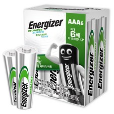 에너자이저 충전용 익스트림 AAA 건전지, 6개입, 1개 홈인테리어/건전지/멀티탭 반품 최저가 24,210원