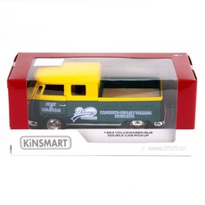 킨스마트 1963 폭스바겐 버스 더블캡 픽업 딜리버리 자동차 KT5396, 옐로우, 1개 완구/취미/로봇/작동완구 반품 최저가 9,630원