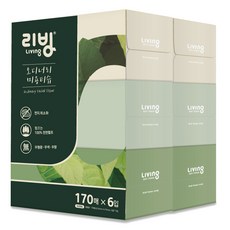 리빙티슈 오디너리 천연펄프 미용티슈 2겹, 6개, 170매 생활용품/화장지/물티슈 반품 최저가 7,650원