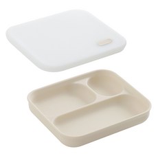 탁가온 아동용 123 실리콘 3구 식판 + 뚜껑 세트, 아이보리, 1세트 출산/유아동/이유용품/유아식기 반품 최저가 33,440원