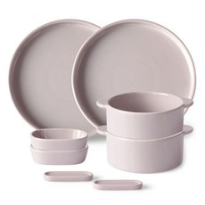 프렐류드 크리미 2인 브런치 세트 S 8p, 핑크, 핸디원형볼 중 2p + 원형접시 2p + 타원소스볼 2p + 수저받침 2p, 1세트 주방용품/그릇/홈세트 반품 최저가 16,300원