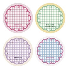 페이퍼먼츠 체크롤리 컵받침 4종 세트 12595, 블루, 핑크, 그린, 퍼플, 1세트 주방용품/컵/텀블러/와인용품 반품 최저가 6,580원