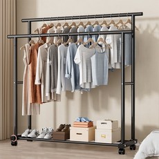 라이크하우스 스탠드 옷걸이 더블 2단 이동식 행거 원룸 튼튼한행거, 블랙 홈인테리어/침실가구 반품 최저가 22,140원