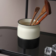 몬드스팟 배색 세라믹 원형 주방 수저통 9.8 x 11 cm YY57231, 흰검1, 1개 주방용품/수저통/수저받침 반품 최저가 24,930원