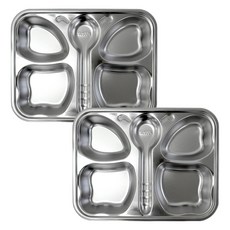 키친유 유아용 스텐304 수저 4칸 나비 식판, 실버, 2개, 단품 출산/유아동/이유용품/유아식기 반품 최저가 16,130원