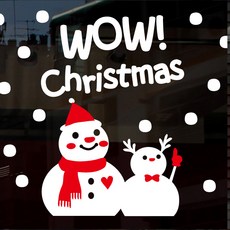 뭉키데코 크리스마스 창문 윈도우 스티커 눈꽃스티커 시트지 S4 012 와우 눈사람과 루돌프 홈인테리어/시트지/스티커 반품 최저가 2,840원