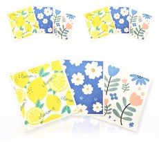 위치쿡 뛰어난 흡수력 플라워 앤 레몬 패턴 셀룰로오스 행주 3종 세트, 3세트 주방용품/일회용품/종이컵 반품 최저가 8,590원