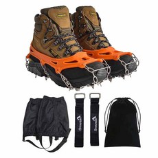 엘마운틴 19포인트 체인 아이젠 + 스트랩 + 스패츠 세트, 오렌지 스포츠/레저/등산/아웃도어 반품 최저가 19,100원