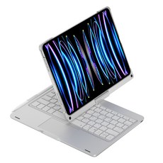 시즌템 플러스 저소음 360도 회전 트랙패드 7색 백라이트 애플펜슬 거치대 키보드 케이스 + 키스킨, 실버, 1개 가전디지털/태블릿PC 반품 최저가 59,890원