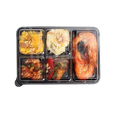 직시각 5칸 반찬 일회용 포장용기 블랙, 20개, 1개 주방용품/일회용품/종이컵 반품 최저가 17,050원