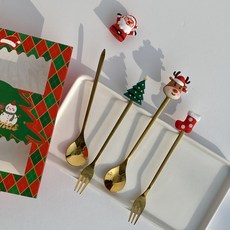 쿠리풀 디저트 커트러리 세트 레드D 4개입, 1세트, 스푼 2종 + 포크 2종 주방용품/포크/디저트포크 반품 최저가 9,260원