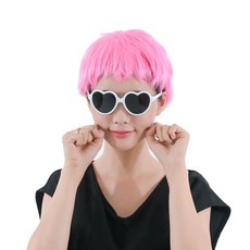 파티쇼 아이돌 가발 + 하트 안경 세트, 핑크(가발), 화이트(안경), 1세트 문구/오피스/파티/이벤트 반품 최저가 7,110원