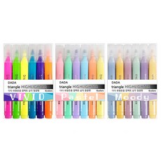 다다 컴팩트 취향존중 색상톤 삼각 형광펜 6색 3종 세트, 비비디톤 + 무디톤 + 파스텔톤, 1세트 문구/오피스/학용품/수업준비 반품 최저가 4,290원