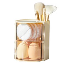 메이크마인 화장품 브러쉬 퍼프 화장대 수납 정리 보관함, 1개, 옐로우크림 생활용품/수납/정리 반품 최저가 4,000원