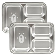 키친유 유아용 베어 스텐 304 3칸 깊은 식판, 2개, 단품 주방용품/접시/플레이트 반품 최저가 13,500원