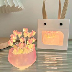 모스틱 DIY 튤립 바구니 LED 무드 장식등 16개꽃, 핑크(꽃) + 핑크(컵) 출산/유아동/수유용품 반품 최저가 13,180원