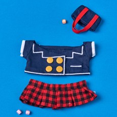 버터 빨간 체크 교복 상의 + 치마 인형옷 세트, 네이비, 1세트 완구/취미/인형 반품 최저가 11,400원