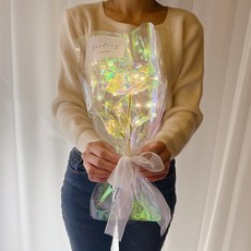 러블리팜 조화 LED 오로라 한송이 장미 꽃다발, 1개, 홀로그램 홈인테리어/홈데코/디퓨저 반품 최저가 8,010원