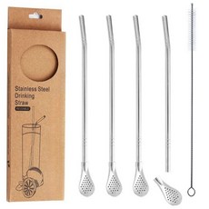 엘로템즈 스텐 빨대 4p + 세척솔 세트, 1개 주방용품/빨대/스트로우 반품 최저가 6,550원