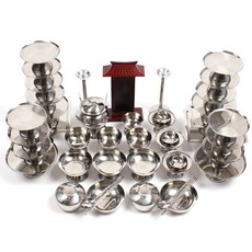 스텐 제기 세트 DG 47P, 1세트, 촛대 2p + 탕그릇 3p + 향로 + 간장종지 + 나물접시 + 술잔세트 6p + 나무 위패  + 6호 + 5호 + 4호 + 3호 + 편틀 대 + 중 + 소 주방용품/제기/제수용품 반품 최저가 121,210원